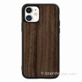 Coque de téléphone en bois de bambou antichoc simple pour iPhone